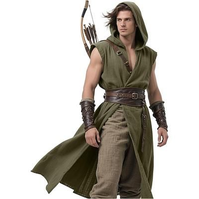 Retrò Vintage Medievale Rinascimento Gilet Tunica Guerriero Vichingo Costume Per uomo Vichingo Halloween Carnevale Performance Feste LARP Adulti Cintura Tutte le stagioni