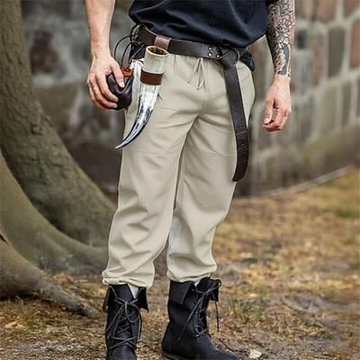 Medievale Rinascimento Pantaloni da pirata Pirata Vichingo Tinta unica Costume Per uomo Vichingo Costumi da pirata Halloween Carnevale Vacanza Festa / Sera LARP Adulti Pantaloni Primavera Estate