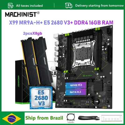 MACHINIST MR9A-H X99 Motherboard kit set LGA 2011-3 Xeon E5 2680 V3 CPU Processor wiht DDR4 2x8GB RAM Memory ATX NVME SATA M.2
