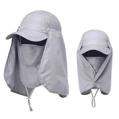 Chapeau de visière de randonnée pour Sport de plein air, protection UV, couverture du visage et du cou, chapeau de soleil de pêche avec couverture faciale