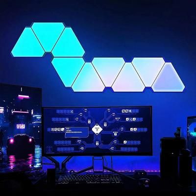 Smart Triangle LED Wall Light WiFi Bluetooth RGB Atmosphere Lamp 3 Pcs Set bluetoothapp No Plug