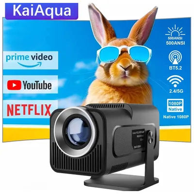 KaiAqua Android 13 HY320 NTV Mini Projector With Amlogic S950D4 1080P 500ANSI Dual WiFi BT5.2 Voice Home theatre