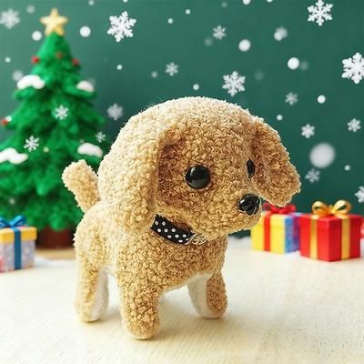Regali di Natale Ideali per i Nipoti Ragazze e Ragazzi Cagnolino Elettrico Simulato Peluche - Cagnolino Elettrico che può Camminare Abbaiare Annodare e Scodinzolare - Giocattolo per Bambini