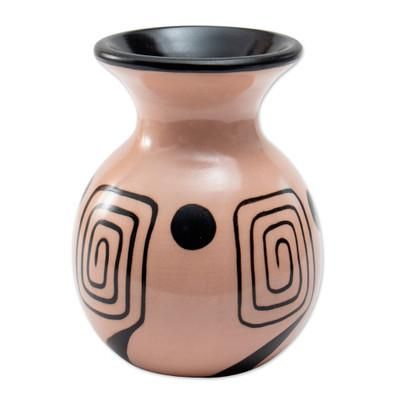 Spiral of Time,'Modern Chulucanas Ceramic Decorative Vase with Spiral Motifs'