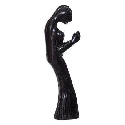 Servant,'Hand-Carved Wood Sculpture of a Woman from Ghana'