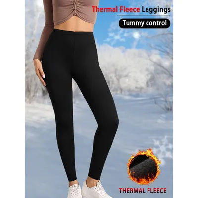 Women's thermal fleece lined leggings. Super soft high-waisted design perfect for yoga, running and cold weather activities