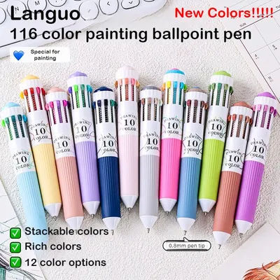 10-in-1 Colored Multicolor Ballpoint Pen Set 0.8mm 30/60 Colors Pens Fine Point Retractable Ballpoint Pens for Office School