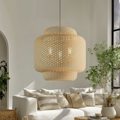 Elva | Boho Woven Bamboo Chandelier | Medium / Warm White (3000k) | Bedroom Lighting | Living Room Lighting | MOD LIGHTING