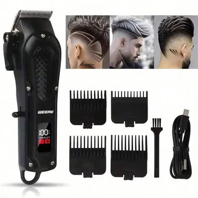 2025 USB Barber Clipper - Rechargeable Cordless/LCD Hair Trimmer Kit 0mm Professional Grade w/Dragon/Buddha Design Hair Clipper