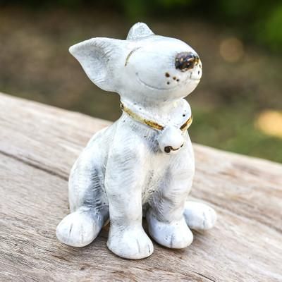 Proud Paws,'Inspirational Painted Bull Terrier Puppy Ceramic Statuette'