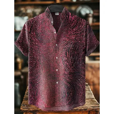 Chemise à manches courtes en lin pour hommes, nouvelle mode, motif artistique pétale, Vintage, confortable, décontracté, haute qualité, haut à boutons