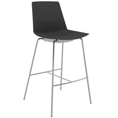 Tabouret Haut Clue Coque Polypro Noir 4 Pieds Chromés - Quadrifoglio