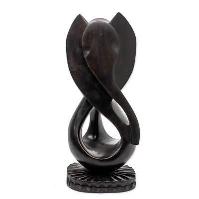 Twin Elephant I,'Hand Carved Teak Wood Elephant Sculpture'