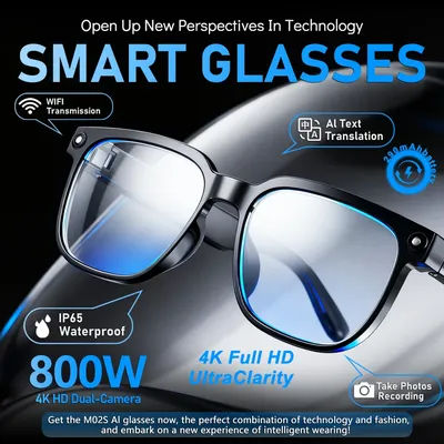 2026 4K HD AI lunettes intelligentes nouveau Bluetooth appel Assistant vocal contrôle Chat GPT 800MP caméra AI traduction lunettes de soleil hommes femmes