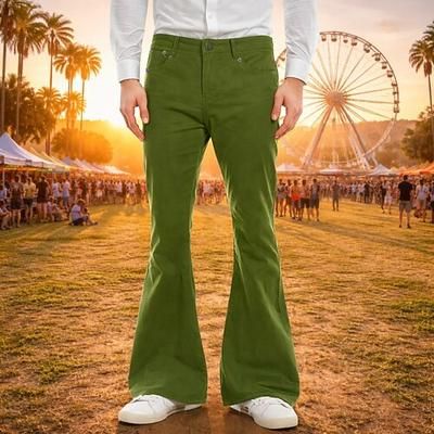 Retrò Vintage Anni '60 Hippie Lunghezza lunga Pantaloni Pantaloni a zampa d'elefante Pantaloni a zampa Hippie Tinta unica Costume Per uomo Halloween Carnevale Mascherata Festival Musicale Evento