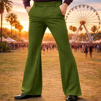 Retrò Vintage Anni '70 Pantaloni Pantaloni a zampa d'elefante Pantaloni a zampa Hippie Disco Tinta unica Costume Per uomo Halloween Carnevale Feste Abbigliamento Quotidiano Parata dell'Orgoglio Adulti