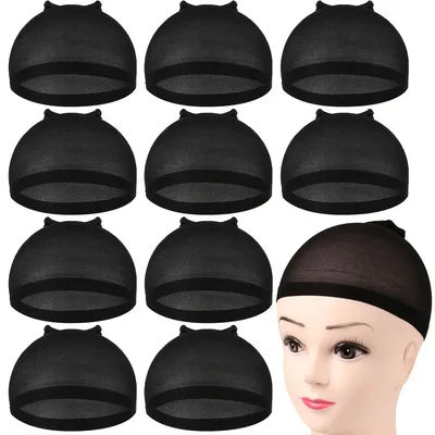 10pcs nylon wig cap stockings elastic wig cap black, brown, light brown