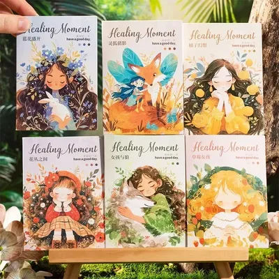 12pcs Healing Forest Teenage Girl pack Double White Ink Sticker Package Theme Material Stationery Writing Scrapbook 136*80mm