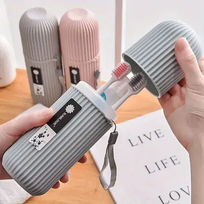 Travel Toileting Cup Toothbrush Cup Toothpaste Storage Box Portable Dental Appliance Box Toothbrush Bucket Simple Mouthwash Cup