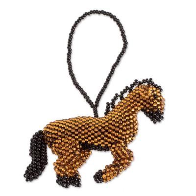 Galloping at Sunset,'Handmade Equine Beaded Ornament from Guatemalan Artisan'