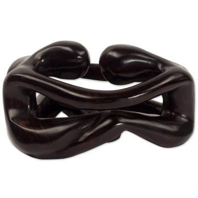 Thinking Lovers,'Hand Carved Wood Sculpture of Couple from Ghana'
