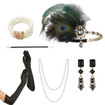 Anni 1920 Fascia Flapper Il grande Gatsby Senza colletto Costume Per donna Carnevale Mascherata Feste Mascherata Adulti 1 Bracciale Guanti Altri Accessori