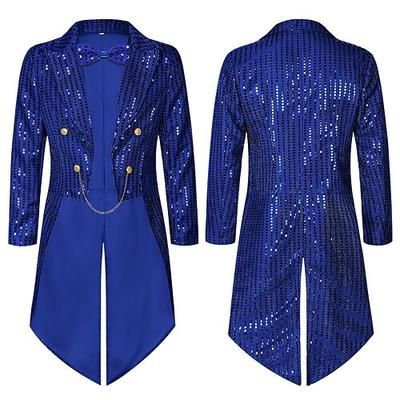 San Patrizio 2026 Punk Gotico Medievale Cappotto Giacca Frac Lunghe Principe Elfo Nobile Paillettes Costume Per uomo Reale Stile Steampunk Halloween Carnevale Mascherata Evento / Festa Mascherata