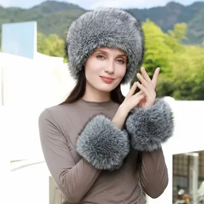 Chapeau d'hiver en fausse fourrure pour femme, Protection chaude des oreilles, casquette de Ski de neige, coupe-vent, chapeau russe, Bonnet féminin en fausse fourrure de renard, chapeau de bombardier