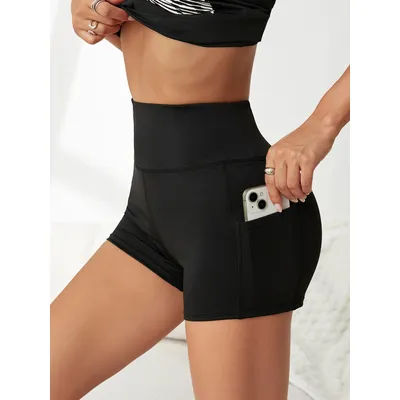 Short de sport taille haute pour femme avec poches diagonales – Sexy, décontracté, parfait pour la course, le fitness et le yoga