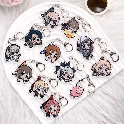 1/12PCS Anime Girls und Panzer Acrylic Keychain Cartoon Bag Charms Accessories Funny Backpack Pendant Key Holder Friend Gifts