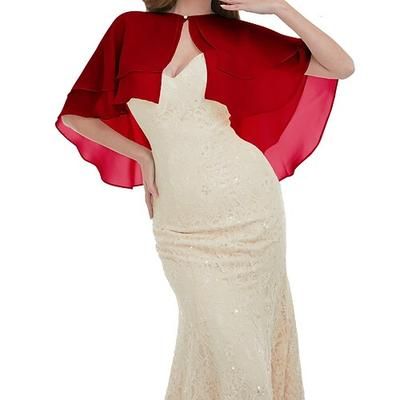 Coprispalle Scialli della Madre Scialli della Sposa Mantella Elegante Signore Veli Trasparenti Senza Maniche Chiffon Stole da matrimonio Con Colore puro Per Quotidiano Estate