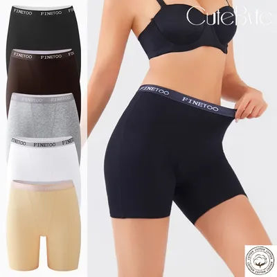 FINETOO Culotte de cyclisme pour femme en coton sans couture, taille haute, d'été, de sécurité, à porter sous une jupe ou une robe