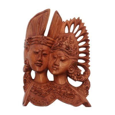 'Janger Dance-Inspired Suar Wood Wall Sculpture from Bali'