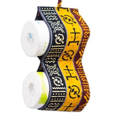 'Adinkra-Themed Double-Compartment 100% Cotton Tissue Holder'