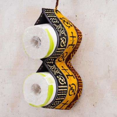 'Adinkra-Themed Double-Compartment 100% Cotton Tissue Holder'