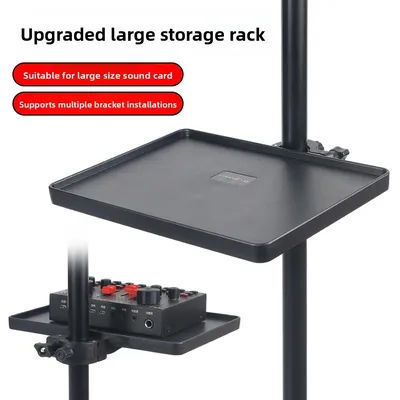 New Universal Microphone Stand Adjustable Clamp Tripod Bracket Holder Clamp Soundcard Tray for Live Streaming