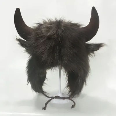 Chapeau Bullhead unisexe de haute qualité, épais avec cornes, chapeau à rabat, coupe-vent, moelleux, drôle, chapeaux de bombardier
