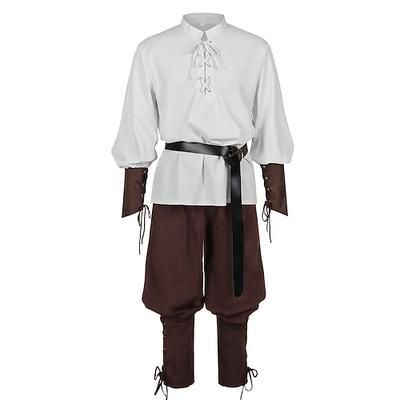 Medievale Rinascimento Costume di fantasia Lunghe Pirata Vichingo Costume Per uomo Vichingo Costumi da pirata Halloween Carnevale Performance LARP Fiera Rinascimentale Adulti Camicia Pantaloni Cintura