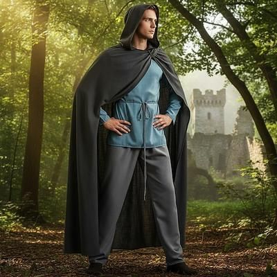 Medievale Rinascimento Mantello Costume di fantasia Tunica Lunghe Cavaliere Vichingo Cavaliere Celtico Costume Per uomo Celtico Fantasia Halloween Carnevale Performance LARP Fiera Rinascimentale