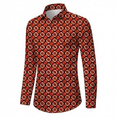 Retrò Vintage Anni '70 Camicia Camicia Aloha Lunghe Hippie Geometrico Costume Per uomo Mascherata Festival Musicale Feste Abbigliamento quotidiano Adulti Camicia