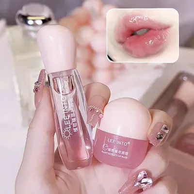 Leeinto Plant Essence Lip Care Set: Moisturizing, Long-Lasting Nourishment, Gentle Formula, Lightweight Texture, Lip Gloss, Lip Mask, Enhances Complexion, Pre-Makeup Primer, Essential for Daily