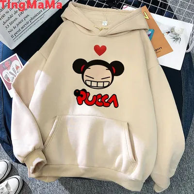 Kawaii dessin animé Pucca sweat à capuche pour femme hauts Vintage vêtements mode Y2k Style Punk gothique Streetwear unisexe hauts sweats femme