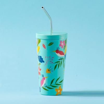 Tropical Taste,'Handpainted Stainless Steel Lidded Tumbler from India'