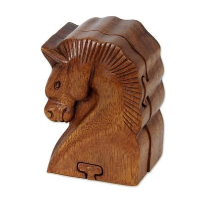 Wood puzzle box, 'Sumba Horse'