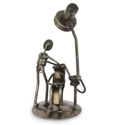 Handcrafted Recycled Metal Dentist Sculpture 'Rustic Root Canal'