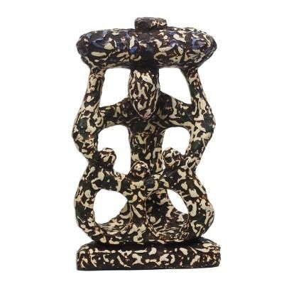 Abstract Unity,'Abstract Sese Wood Sculpture Crafted in Ghana'