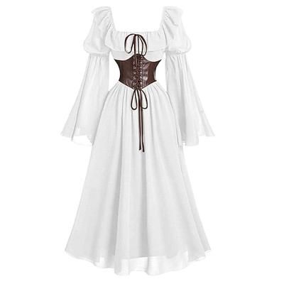 Retrò Vintage Medievale Rinascimento Vestito Lunghe Elfo Costume Per donna Halloween Carnevale Mascherata Fiera Rinascimentale Festa a tema retrò Adulti Vestito