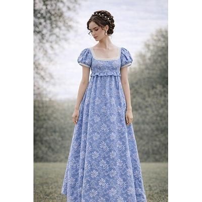 Retrò Vintage Medievale Rinascimento Lunghezza al pavimento Vestito Abito da Ballo Abito ispirato alla Reggenza A palloncino Jacquard Floreale Costume Per donna Halloween Carnevale Balli di fine anno