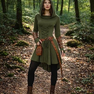 Set Retrò Vintage Medievale Rinascimento Vestito Armatura Cintura in Vita con accessori Lunghe Fata Costume Per donna Halloween Carnevale Mascherata Fiera Rinascimentale Festa a tema retrò Adulti