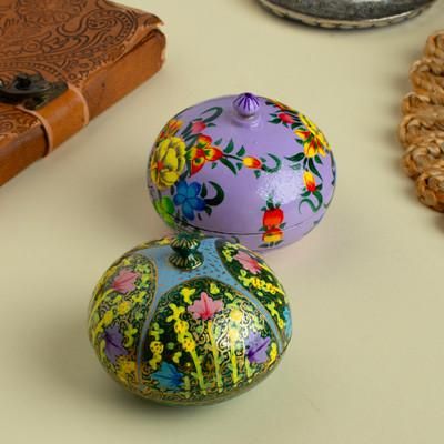 'Pair of Floral-Themed Wood and Papier Mache Decorative Boxes'